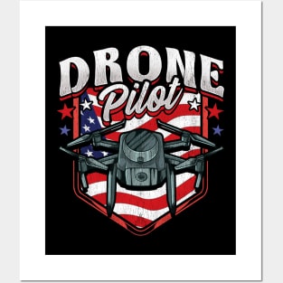 American Flag Drone Pilot Patriotic USA Posters and Art